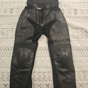 Women's Black Leather Motorcycle Pants